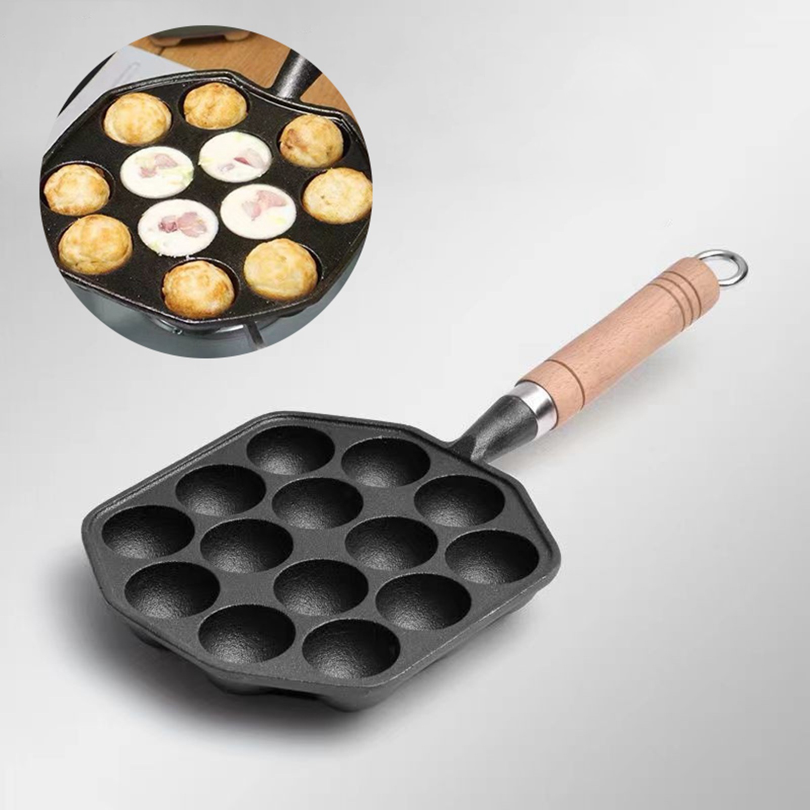 Egg Waffle Pan - Panci Takoyaki 14 lubang besi cor