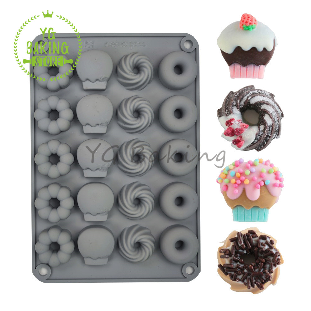 Donut Mold Silicone - Dorica 3D Mini Donat Sawalin Desain