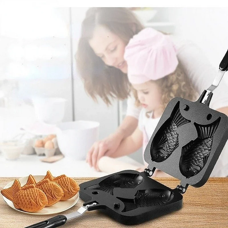 Egg Waffle Pan - Dapur Jepang Taiyaki Ikan Ganda Berbentuk