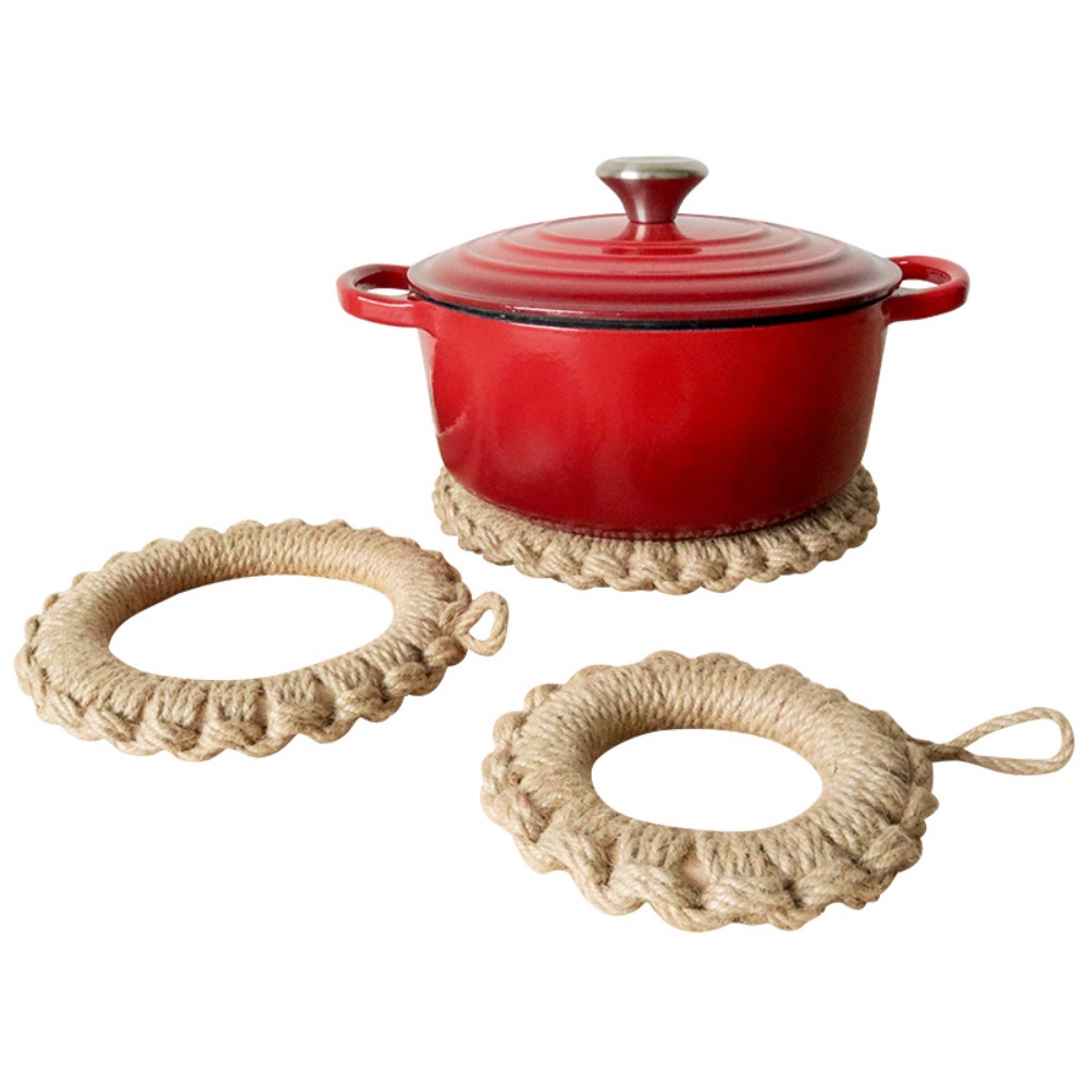 2Pcs Alas Panci Anyaman Jute R - Cast Iron Corn ulasan dan harga